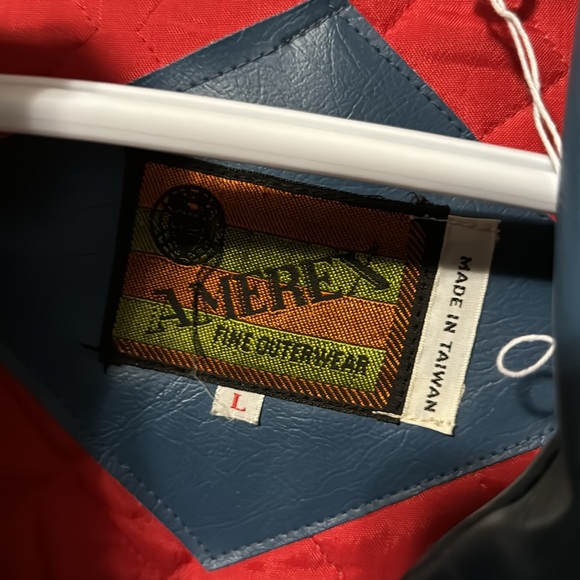 Vintage American Blue and Red Jacket 70s Vegan Leather - Picture 2 of 6